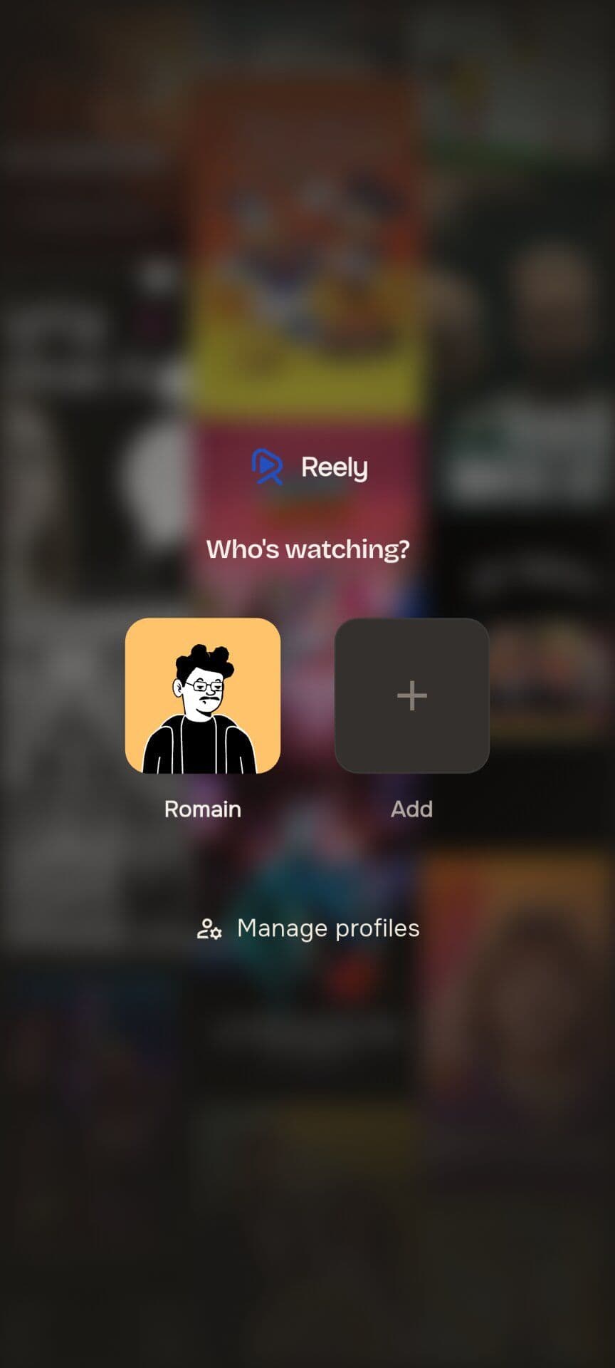 Reely on mobile, profile and account settings