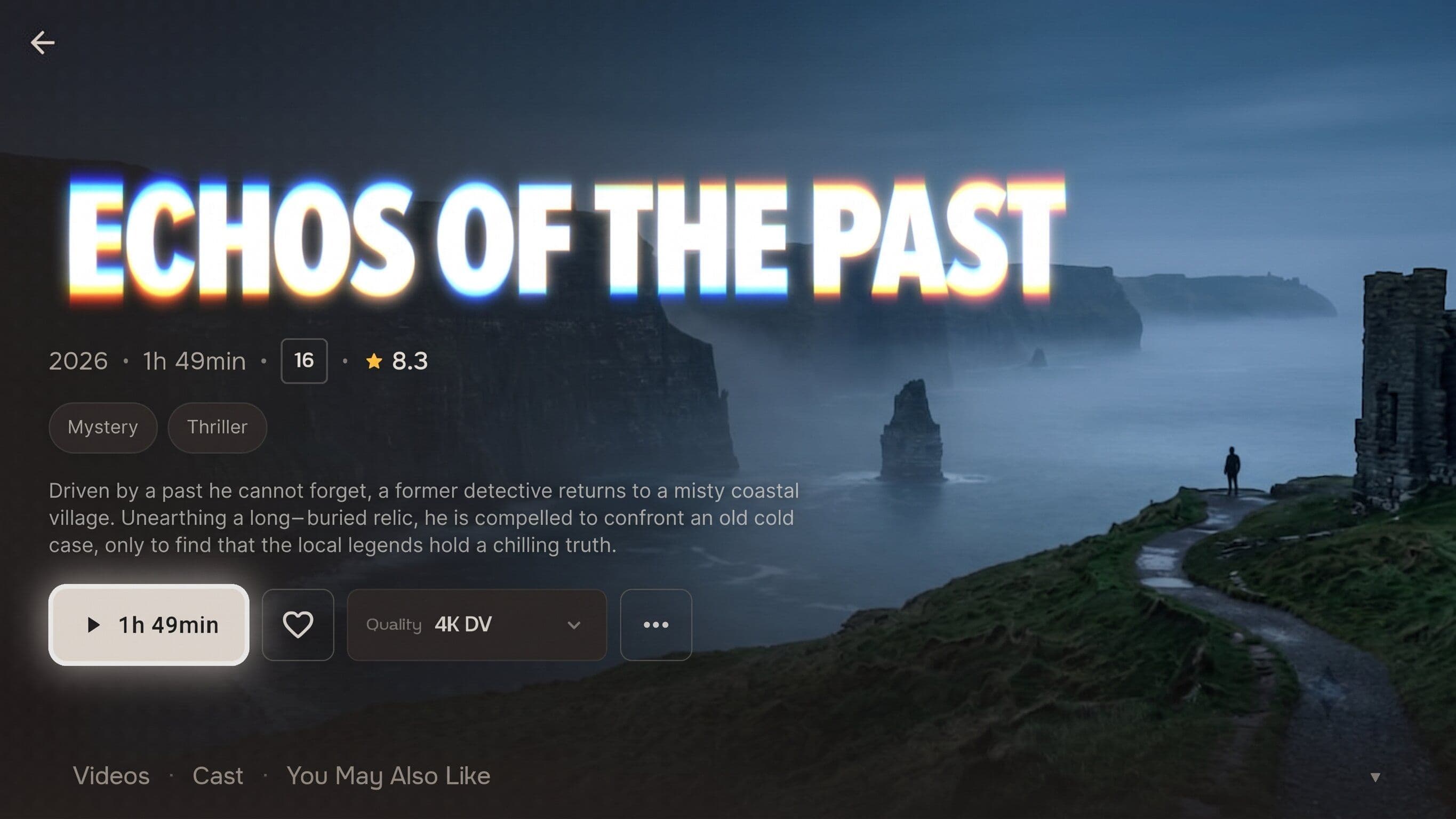 Reely on Android TV, movie details with TMDB metadata