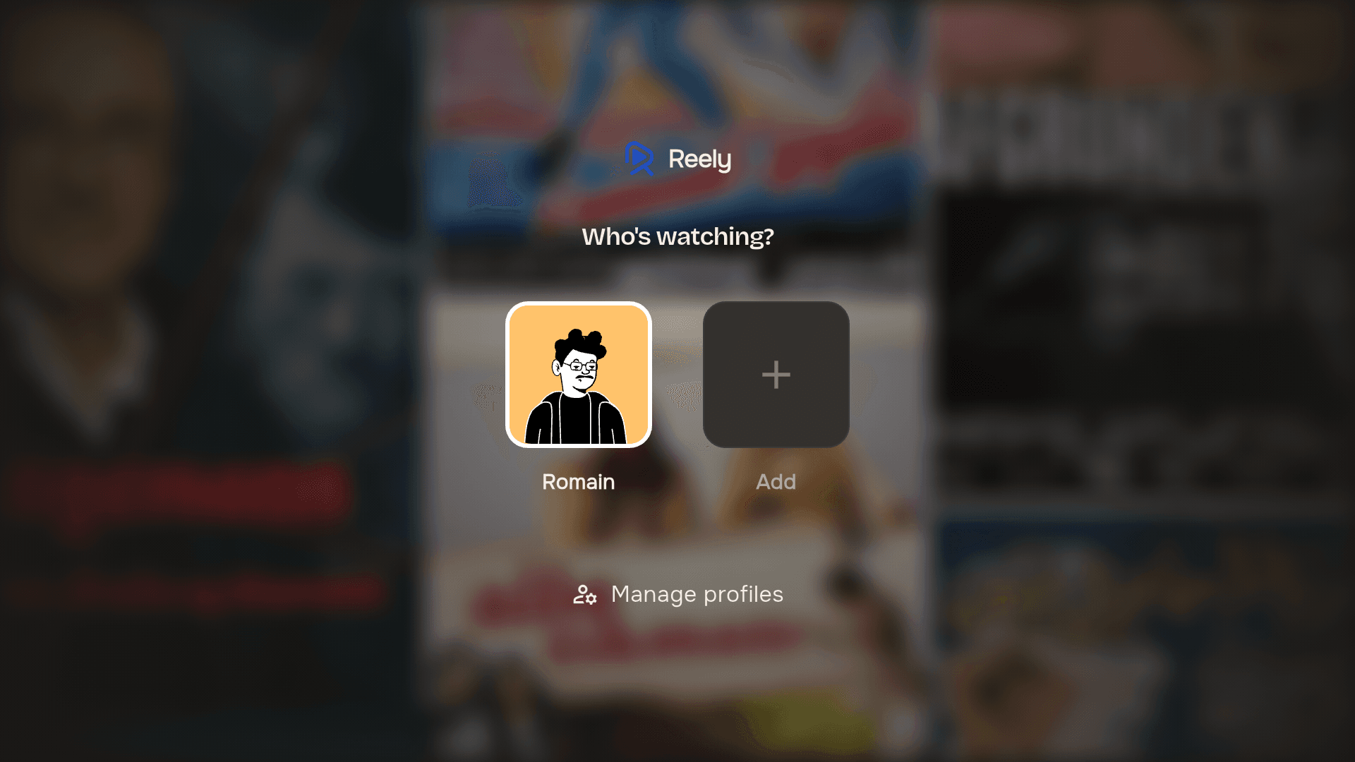 Reely on Android TV, profile and account settings