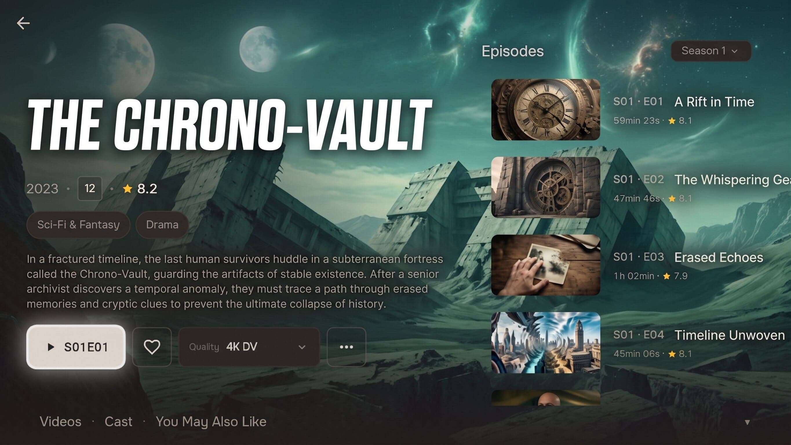 Reely on Android TV, series details with seasons and episodes