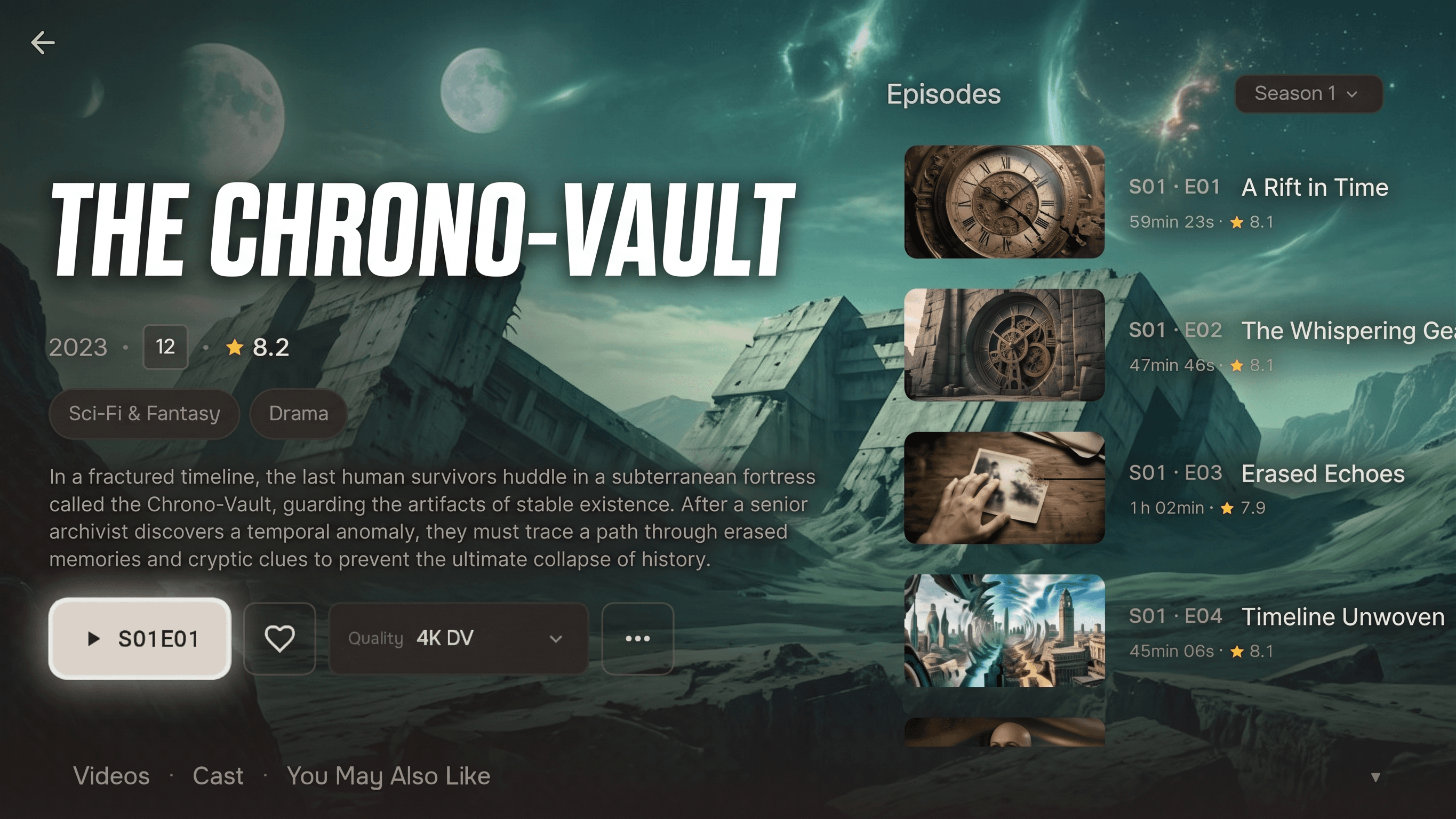 Reely on Android TV, series details with seasons and episodes